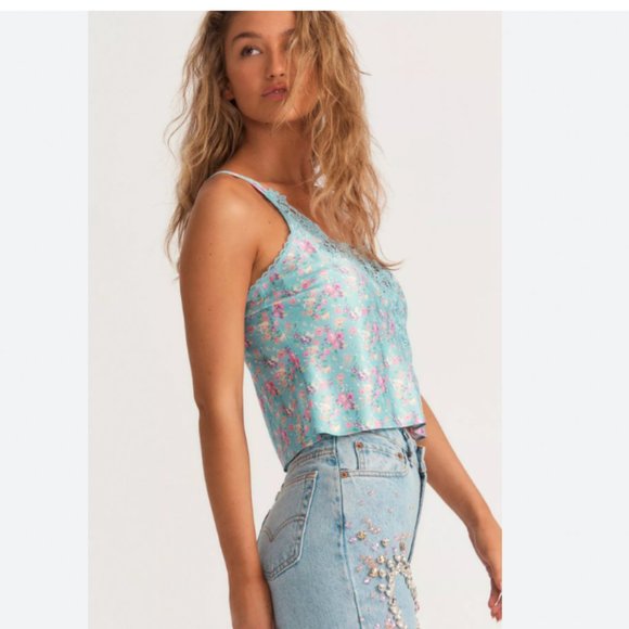 LOVESHACKFANCY Blue & Pink Floral Cami NWT - Picture 2 of 8